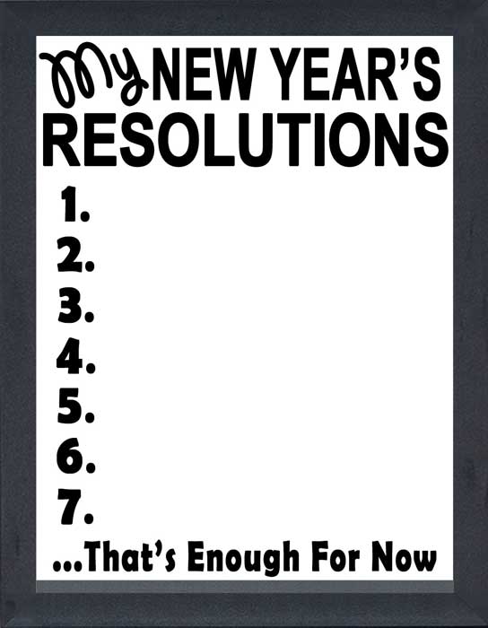 My New Year's Resolutions White EraseBoard